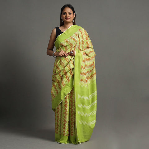 Green - Pochampally Ikat Weave Handloom Cotton Saree