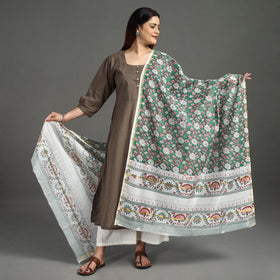  Handloom Chanderi Silk Sanganeri Print Dupatta
