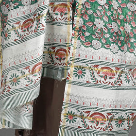  Handloom Chanderi Silk Sanganeri Print Dupatta