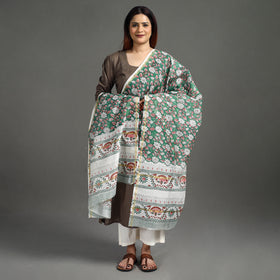  Handloom Chanderi Silk Sanganeri Print Dupatta