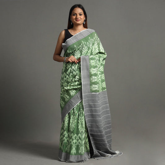 Green - Pochampally Ikat Weave Handloom Cotton Saree