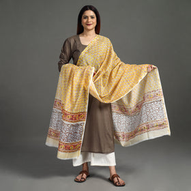  Handloom Chanderi Silk Sanganeri Print Dupatta