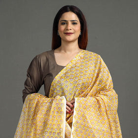  Handloom Chanderi Silk Sanganeri Print Dupatta