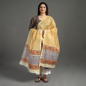  Handloom Chanderi Silk Sanganeri Print Dupatta