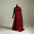 Red - Nazaakat Kota Doria Cotton Plain Saree with Blouse & Jewellery Set 171