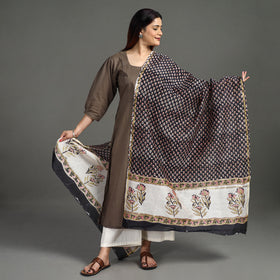 Buy Handloom Chanderi Silk Sanganeri Print Dupatta