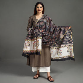 Buy Handloom Chanderi Silk Sanganeri Print Dupatta