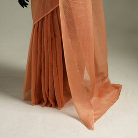 Peach - Nazaakat Kota Doria Cotton Plain Saree with Blouse & Jewellery Set 174