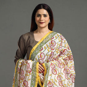 Buy Handloom Chanderi Silk Sanganeri Print Dupatta