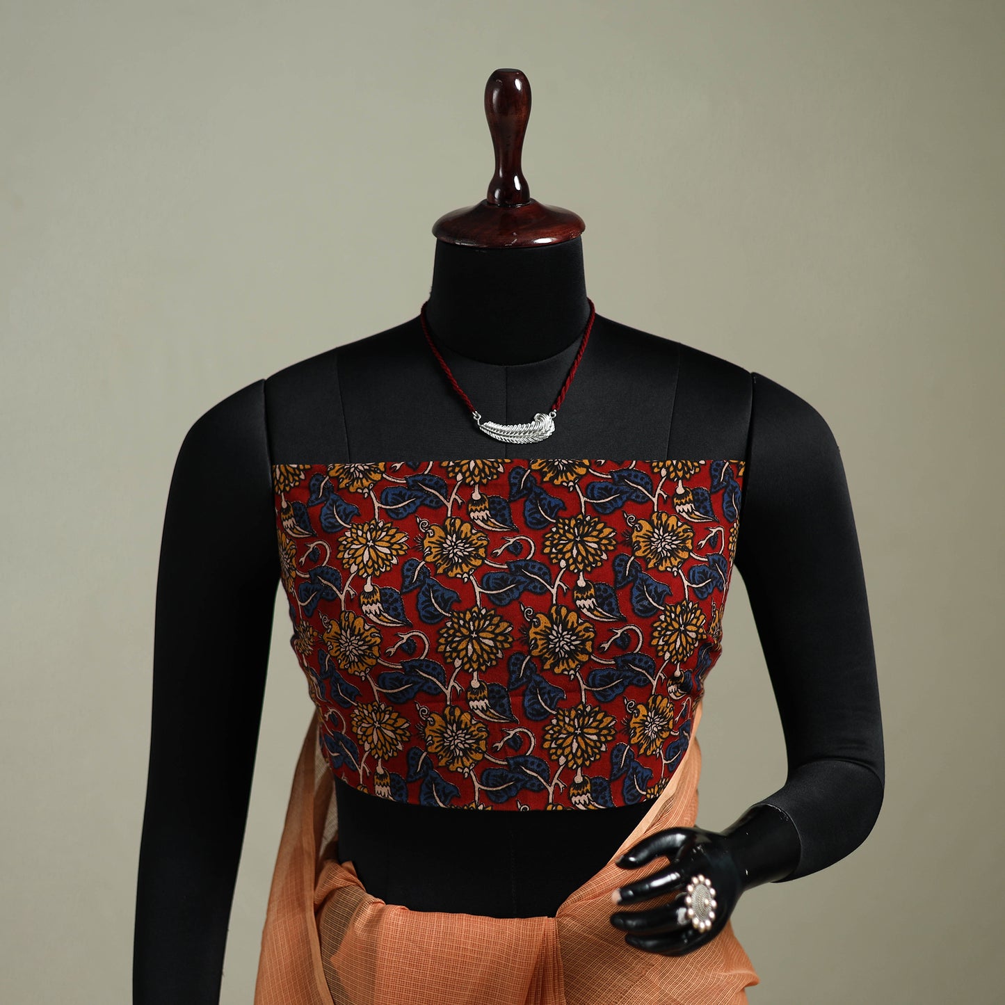 Peach - Nazaakat Kota Doria Cotton Plain Saree with Blouse & Jewellery Set 174