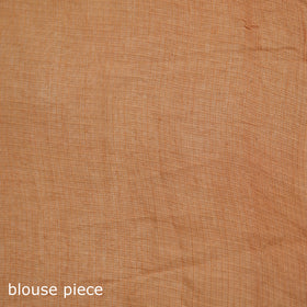 Peach - Nazaakat Kota Doria Cotton Plain Saree with Blouse & Jewellery Set 174