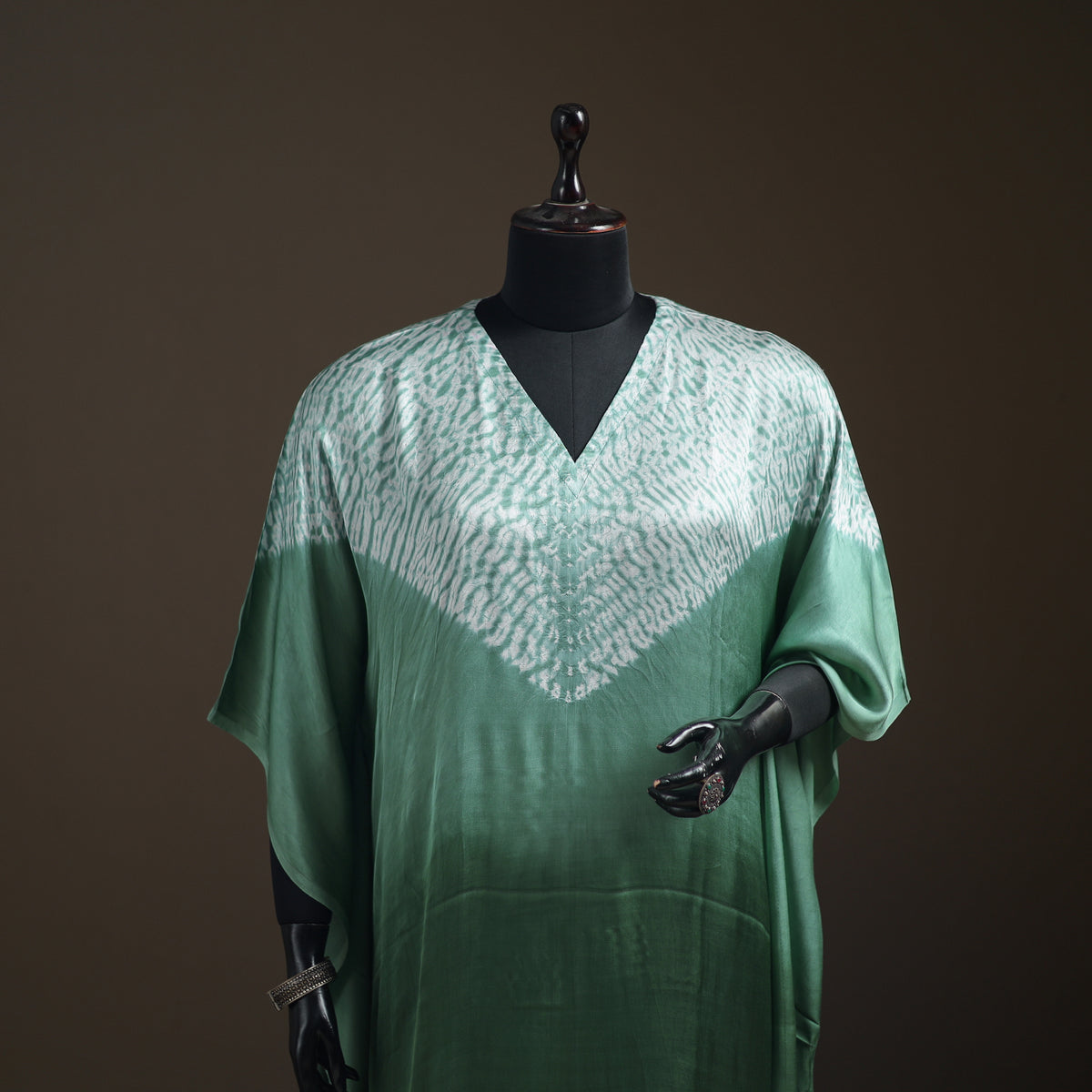 Modal Silk Shibori Bandhani Long Kaftan 01