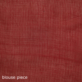 Red - Nazaakat Kota Doria Cotton Plain Saree with Blouse & Jewellery Set 176