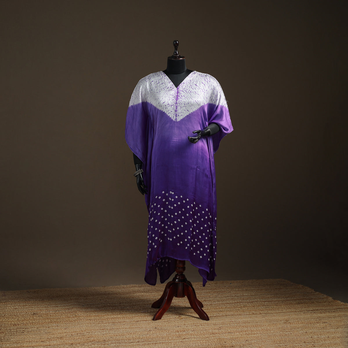 Modal Silk Shibori Bandhani Long Kaftan 05