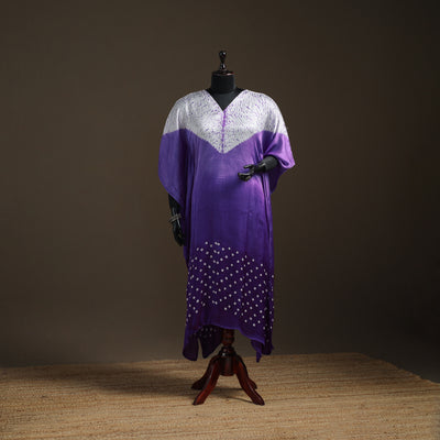 Modal Silk Shibori Bandhani Long Kaftan 05