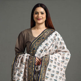 Buy Handloom Chanderi Silk Sanganeri Print Dupatta