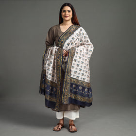 Buy Handloom Chanderi Silk Sanganeri Print Dupatta