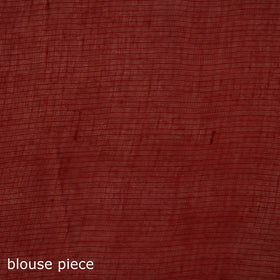 Red - Nazaakat Kota Doria Cotton Plain Saree with Blouse & Jewellery Set 178