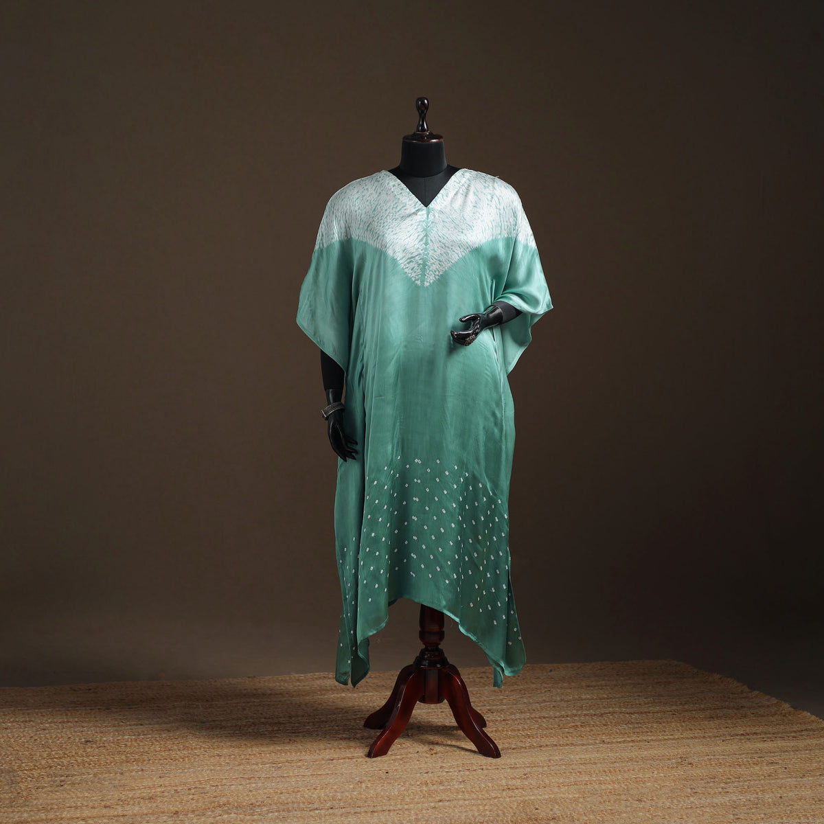 Modal Silk Shibori Bandhani Long Kaftan 08