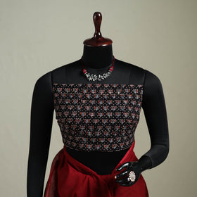Red - Nazaakat Kota Doria Cotton Plain Saree with Blouse & Jewellery Set 180