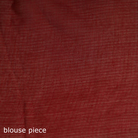 Red - Nazaakat Kota Doria Cotton Plain Saree with Blouse & Jewellery Set 180