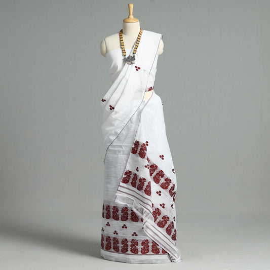Assam Traditional Handloom Silk Cotton Mekhela Chador with Blouse Piece 08