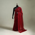 Red - Nazaakat Kota Doria Cotton Plain Saree with Blouse & Jewellery Set 181