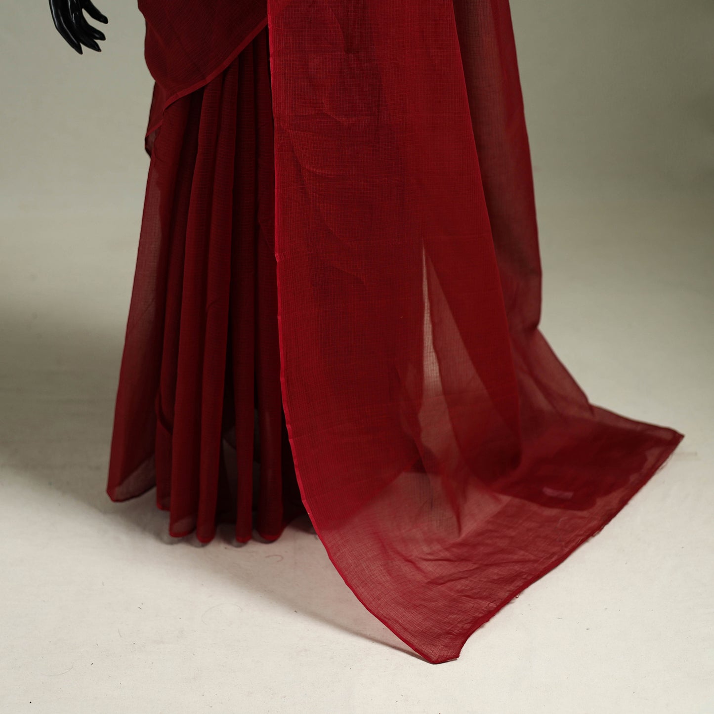 Red - Nazaakat Kota Doria Cotton Plain Saree with Blouse & Jewellery Set 181
