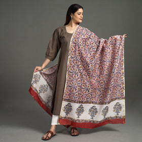  Handloom Chanderi Silk Sanganeri Print Dupatta