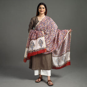  Handloom Chanderi Silk Sanganeri Print Dupatta