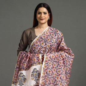  Handloom Chanderi Silk Sanganeri Print Dupatta