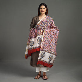  Handloom Chanderi Silk Sanganeri Print Dupatta