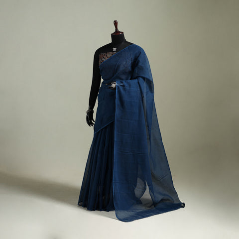 Blue - Nazaakat Kota Doria Cotton Plain Saree with Blouse & Jewellery Set 182
