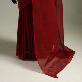 Red - Nazaakat Kota Doria Cotton Plain Saree with Blouse & Jewellery Set 183