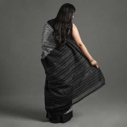 Grey - Pochampally Ikat Weave Pure Handloom Cotton Saree 02