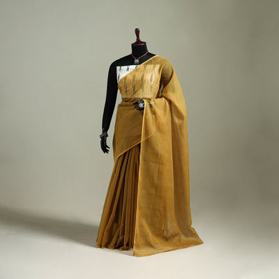 Yellow - Nazaakat Kota Doria Cotton Plain Saree with Blouse & Jewellery Set 184