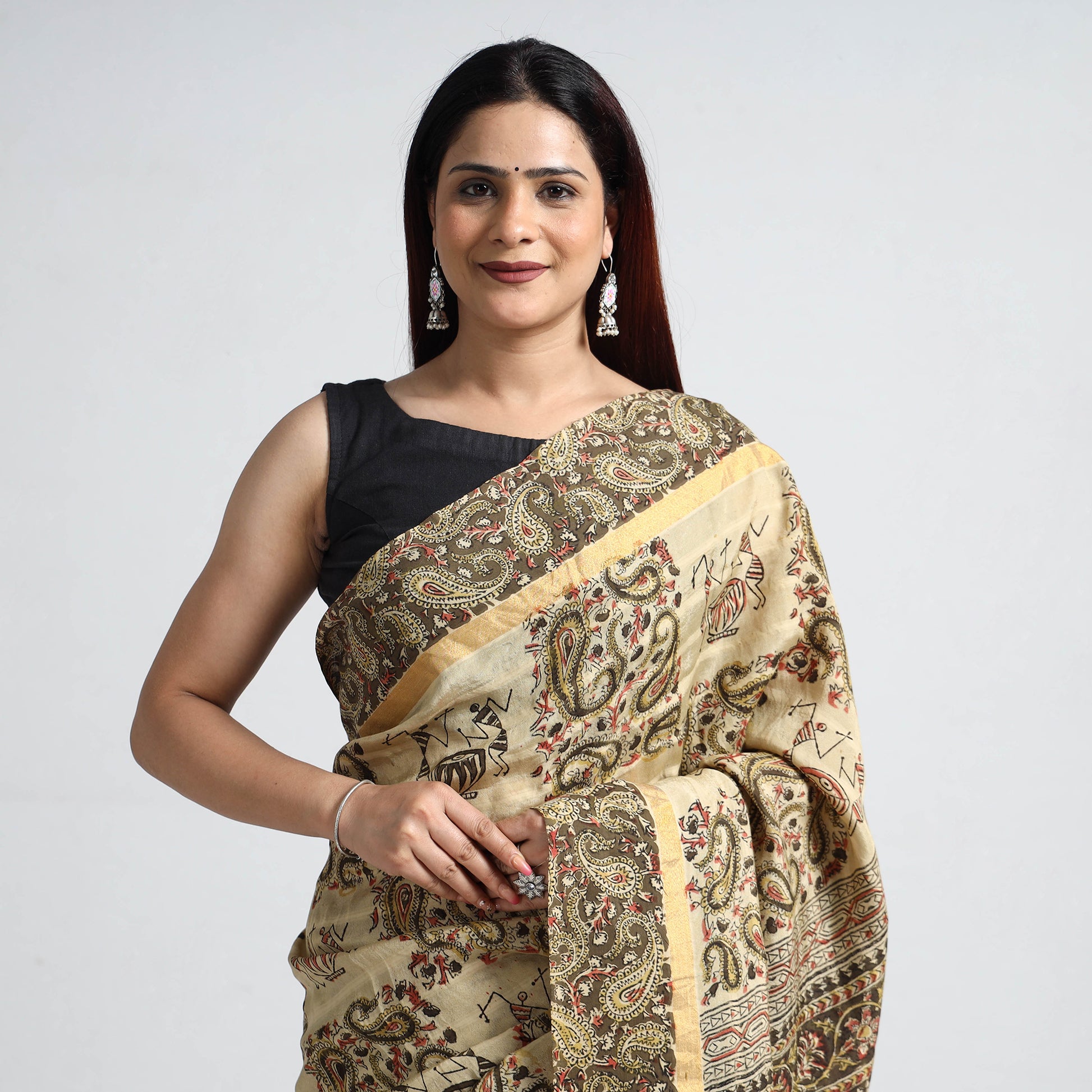 kalamkari printed cotton saree