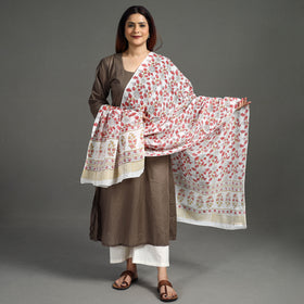 Buy Block Printed Mul Cotton Sanganeri Dupatta