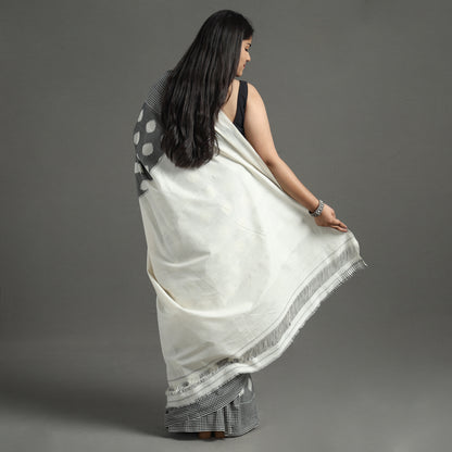 Grey - Pochampally Ikat Weave Pure Handloom Cotton Saree 05