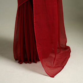 Red - Nazaakat Kota Doria Cotton Plain Saree with Blouse & Jewellery Set 187