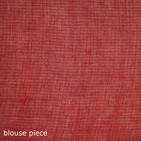 Red - Nazaakat Kota Doria Cotton Plain Saree with Blouse & Jewellery Set 187