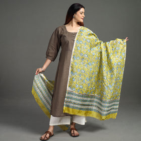 Buy Block Printed Chanderi Silk Sanganeri Dupatta