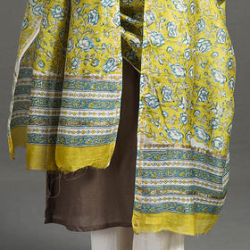 Buy Block Printed Chanderi Silk Sanganeri Dupatta