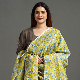Buy Block Printed Chanderi Silk Sanganeri Dupatta