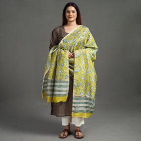 Buy Block Printed Chanderi Silk Sanganeri Dupatta