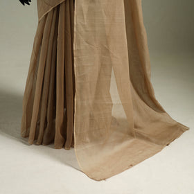 Brown - Nazaakat Kota Doria Cotton Plain Saree with Blouse & Jewellery Set 189