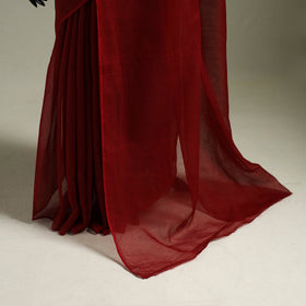 Red - Nazaakat Kota Doria Cotton Plain Saree with Blouse & Jewellery Set 190