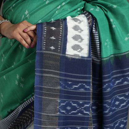 Green - Pochampally Ikat Weave Pure Handloom Cotton Saree 08