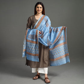  Sanganeri Block Printed Chanderi Silk Zari Border Dupatta 74 Online at iTokri.com