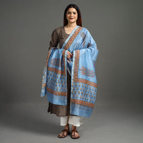  Sanganeri Block Printed Chanderi Silk Zari Border Dupatta 74 Online at iTokri.com